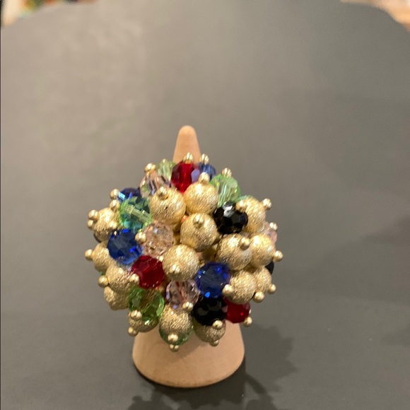 Elegant 14k Gold Plated Multicolor Cluster Ring - Picture 1 of 4